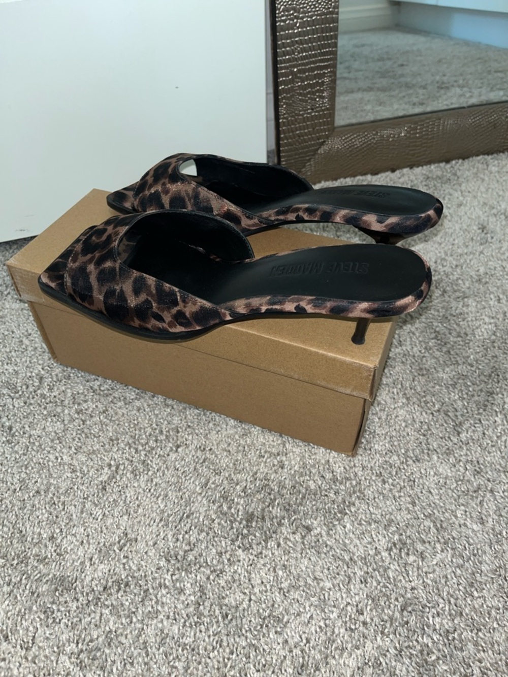 Steve Madden Leopard-Print Pointed Kitten Heel Mules - Brown/Black